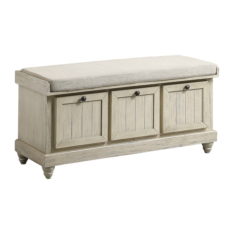 Ouray Lift-Top Storage Bench - White