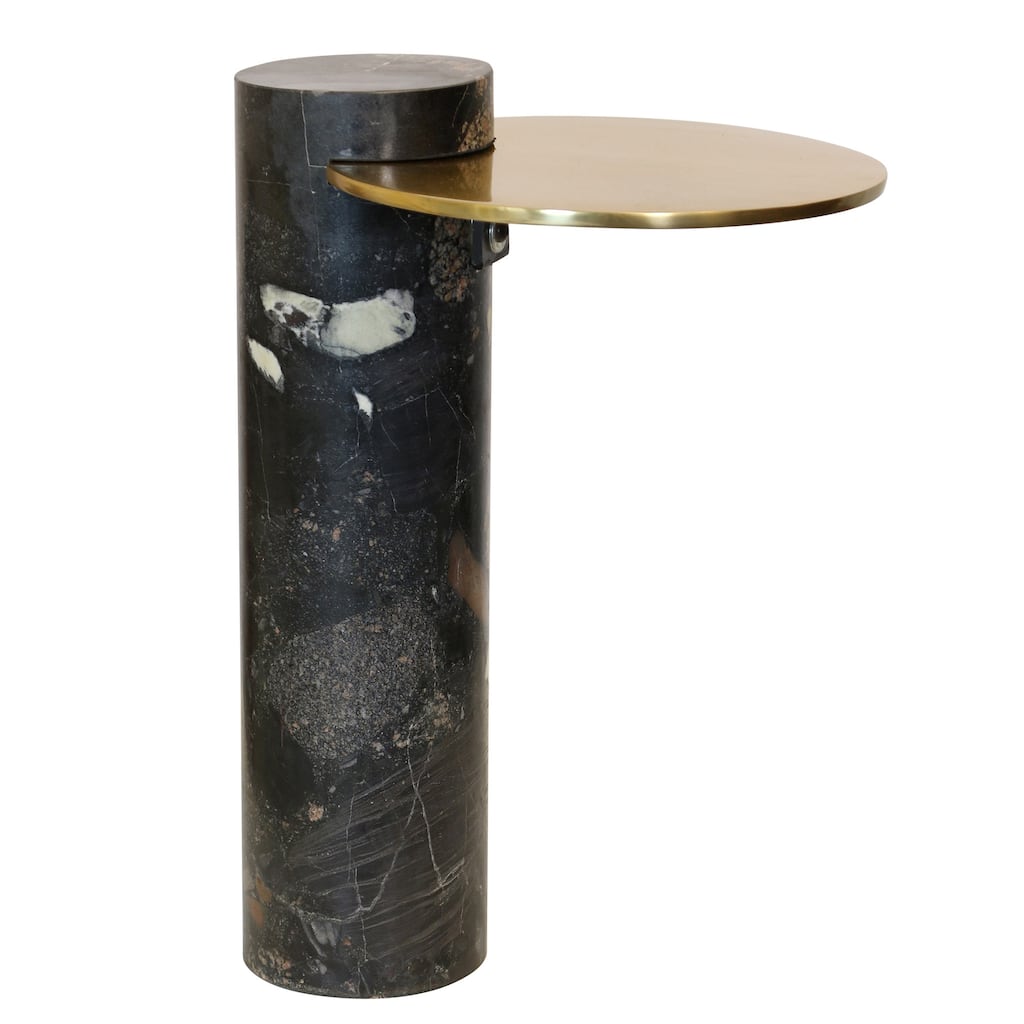 StyleCraft Atlas Marble Martini Accent Table - Black & Gold