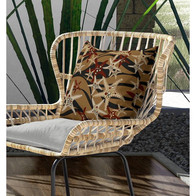 Starfish Sway Indoor/Outdoor Reversible Throw Pillow Umber and Red