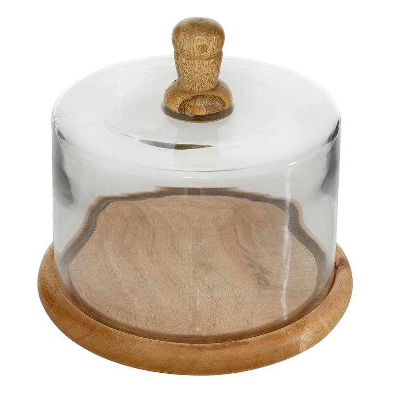 Glass Cake Stand with Glass Lid - Brown - Roche River Decor