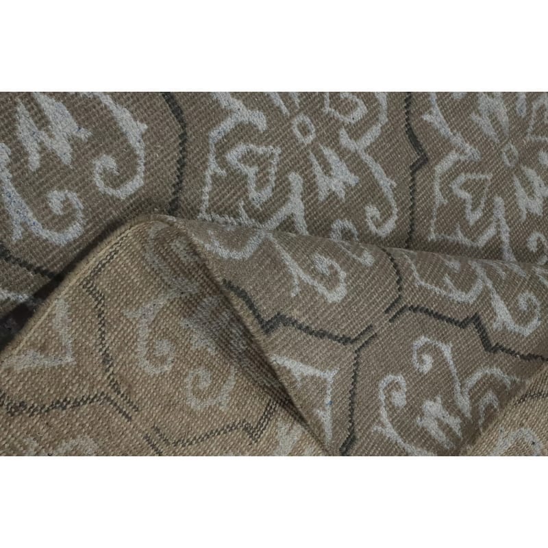 Hand-knotted Modern Wool Grey Geometric Area Rug Oriental Carpet - 7' 7'' X 5' 5''