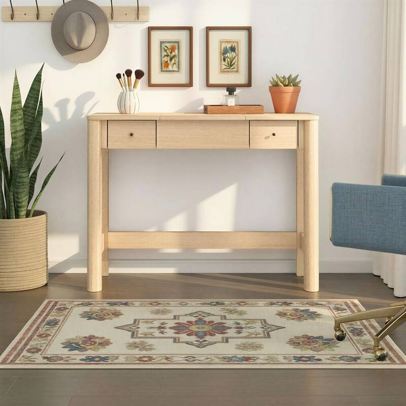 Walker Edison Modern Vanity with LED Light and Drawer Storage