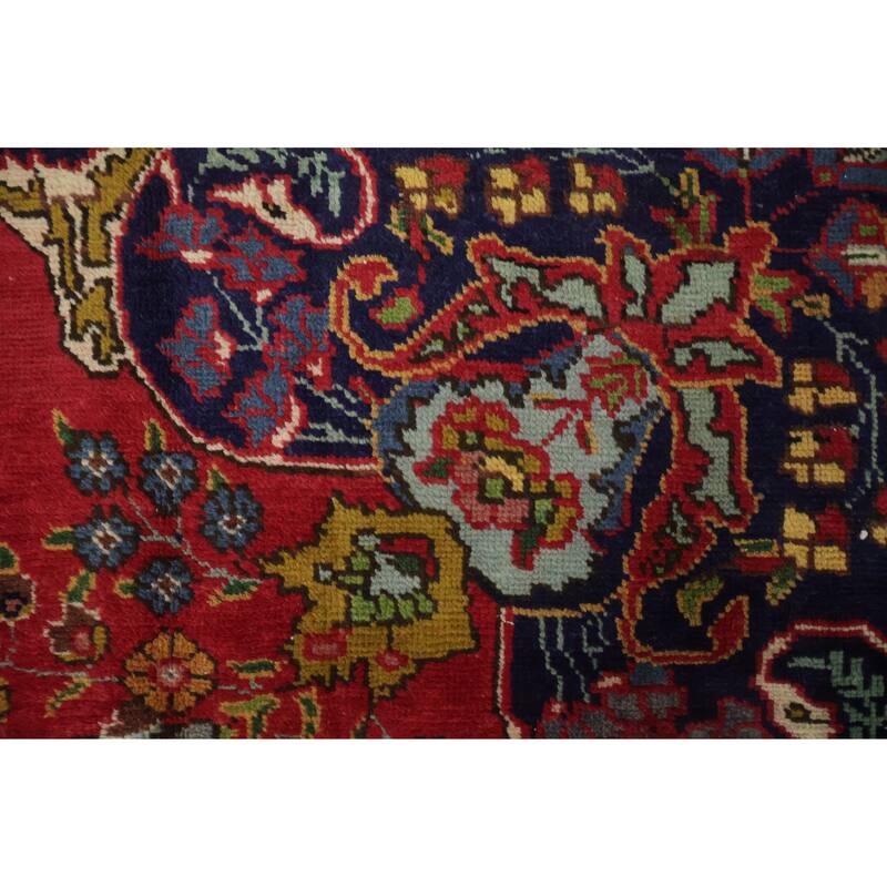 Hand Knotted Oriental 100% Wool Carpet Traditional Geometric Red Tabriz Area Rug - 12' 9'' X 9' 7''