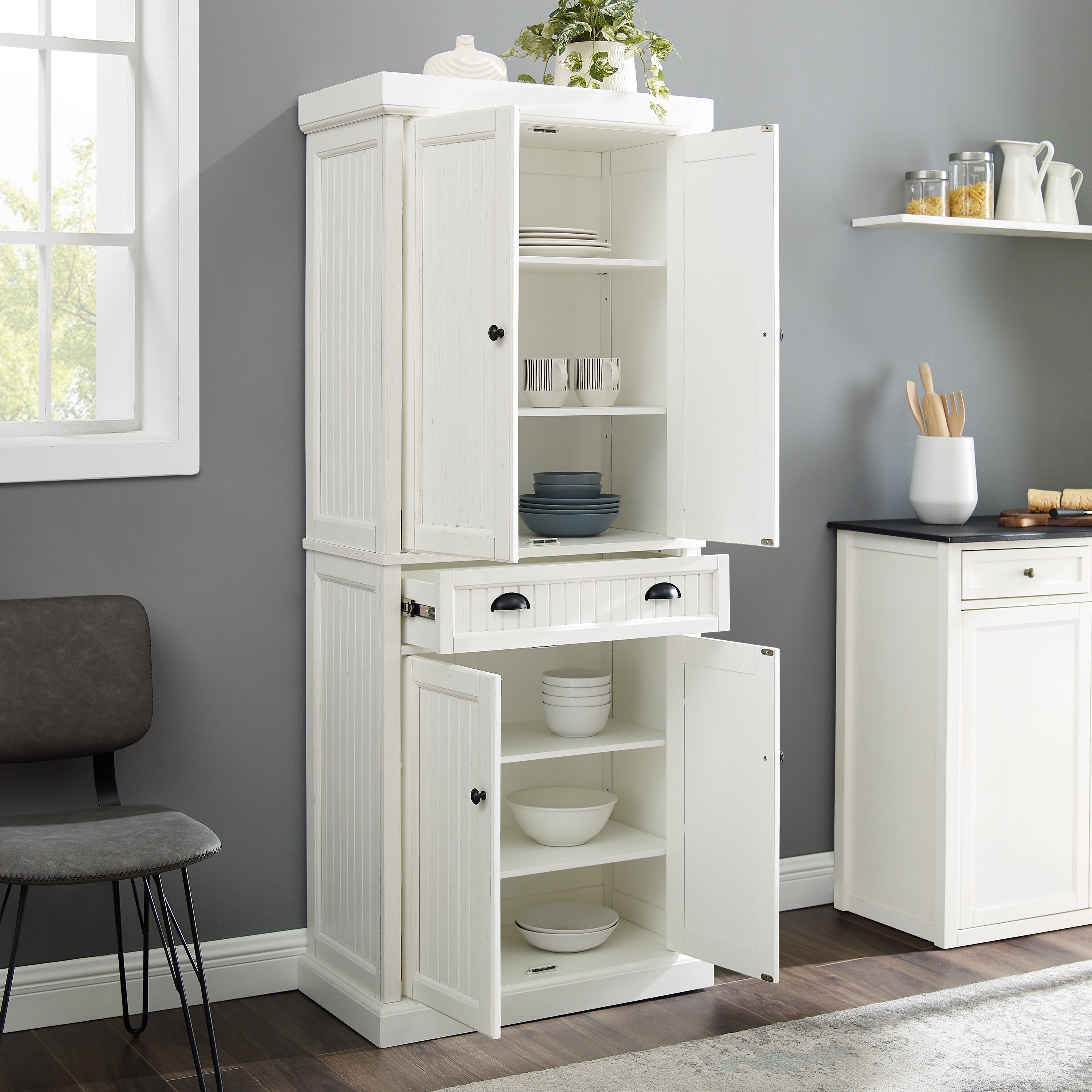 Seaside white kitchen pantry discount