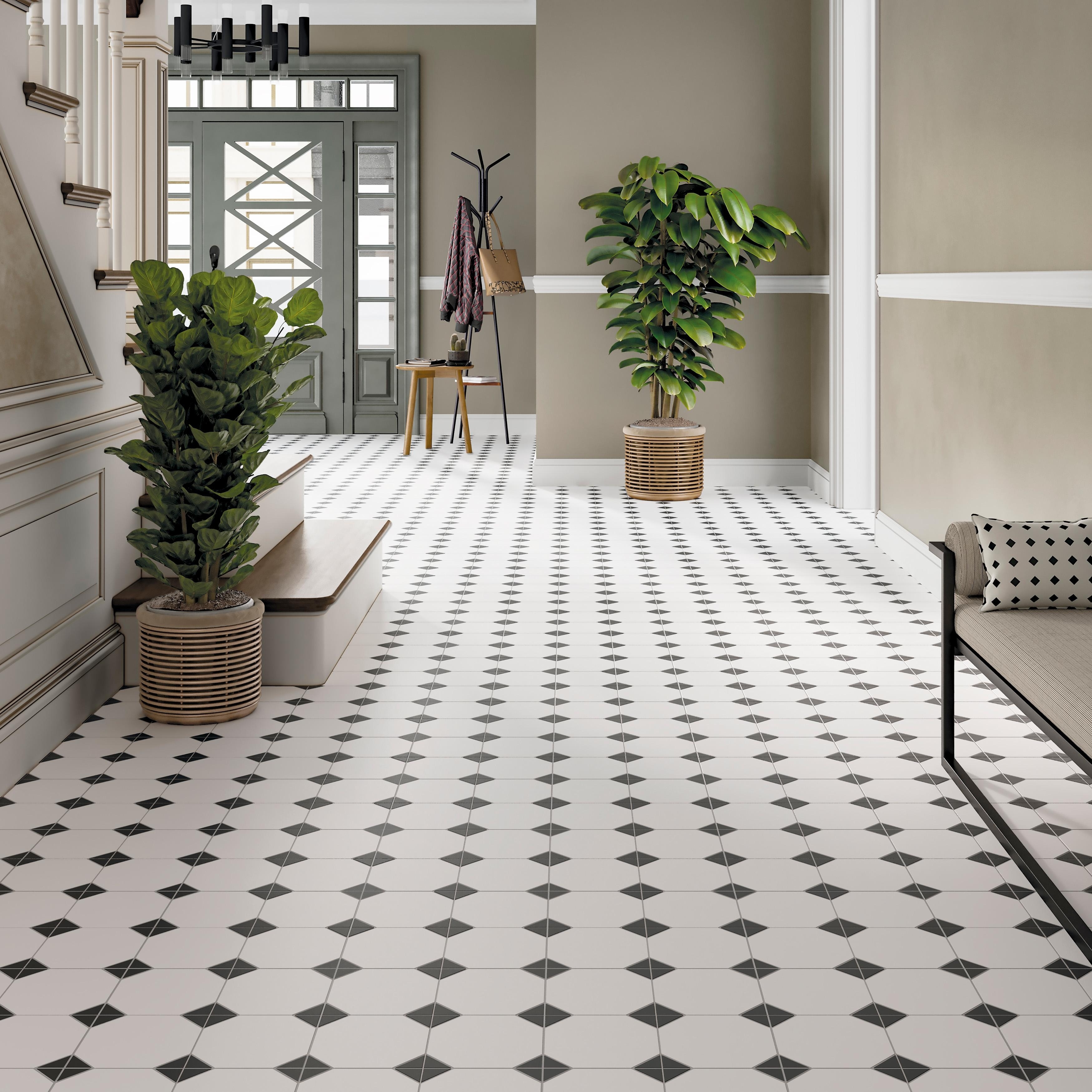 Merola Tile Canterbury Black 12-7/8" x 12-7/8" Porcelain Floor and Wall Tile