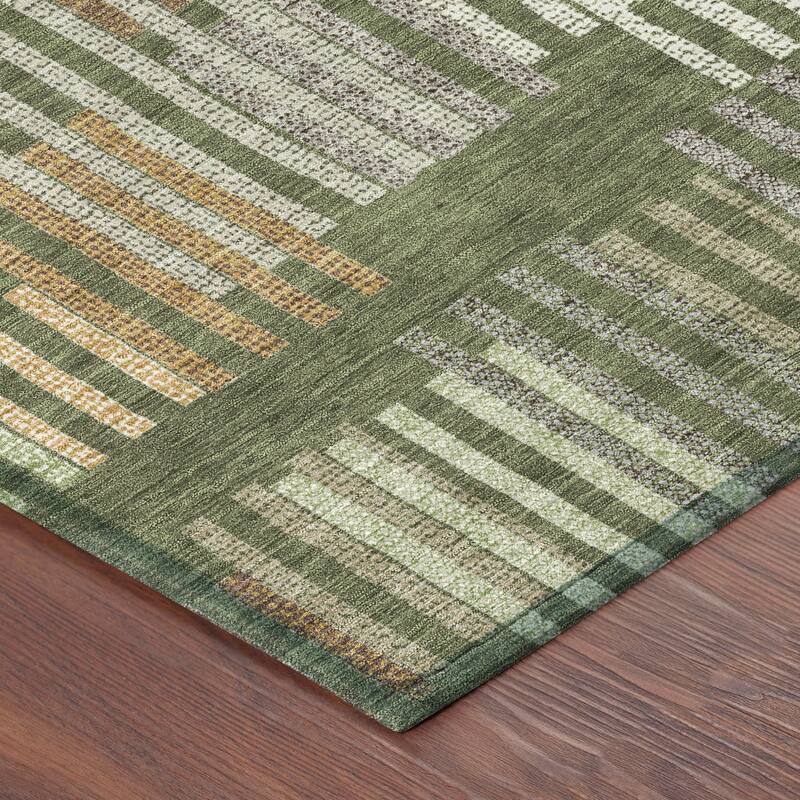 Machine Washable Indoor/ Outdoor Modern Pines Chantille Rug