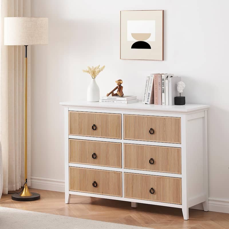Dresser for Bedroom,Wooden Dresser with 6 Drawers