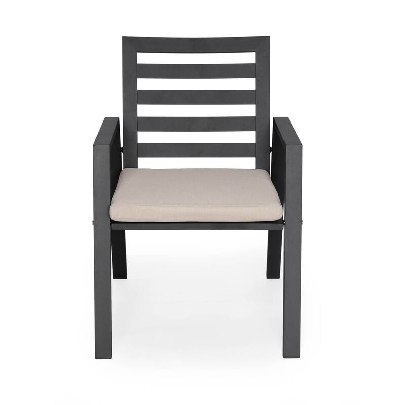 7-Piece Outdoor Dining Set in Black Aluminum Chelsea Series by LeisureMod