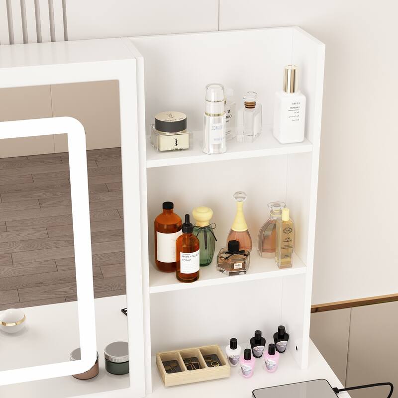 Vanity Desk Makeup Table Sliding Lighted Mirror Dresser Bracket Outlet