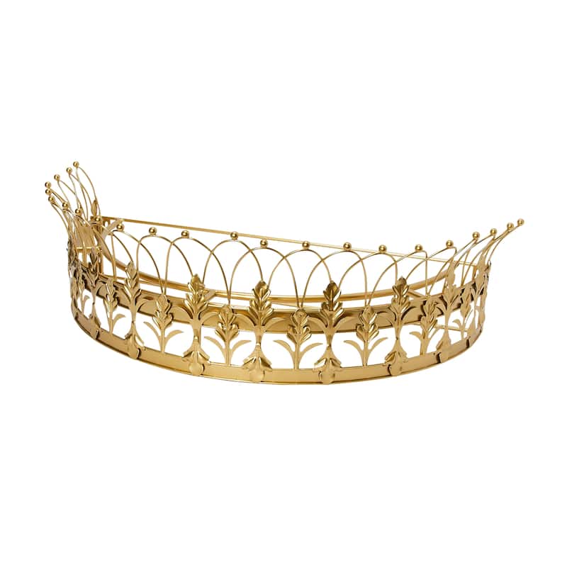 Decorative Metal Curtain or Canopy Crown - 29.0"L x 13.8"W x 7.9"H - Gold Finish - Gold