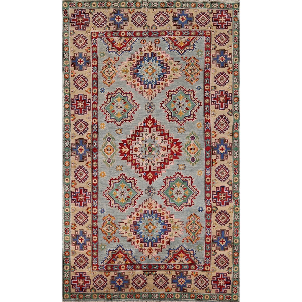 Geometric Kazak Rug Hand-Knotted Wool Carpet - 5'8" x 9'5"