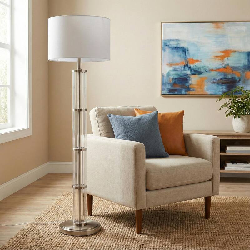 Willed Clear Glass Brushed Nickel Modern Floor Lamp