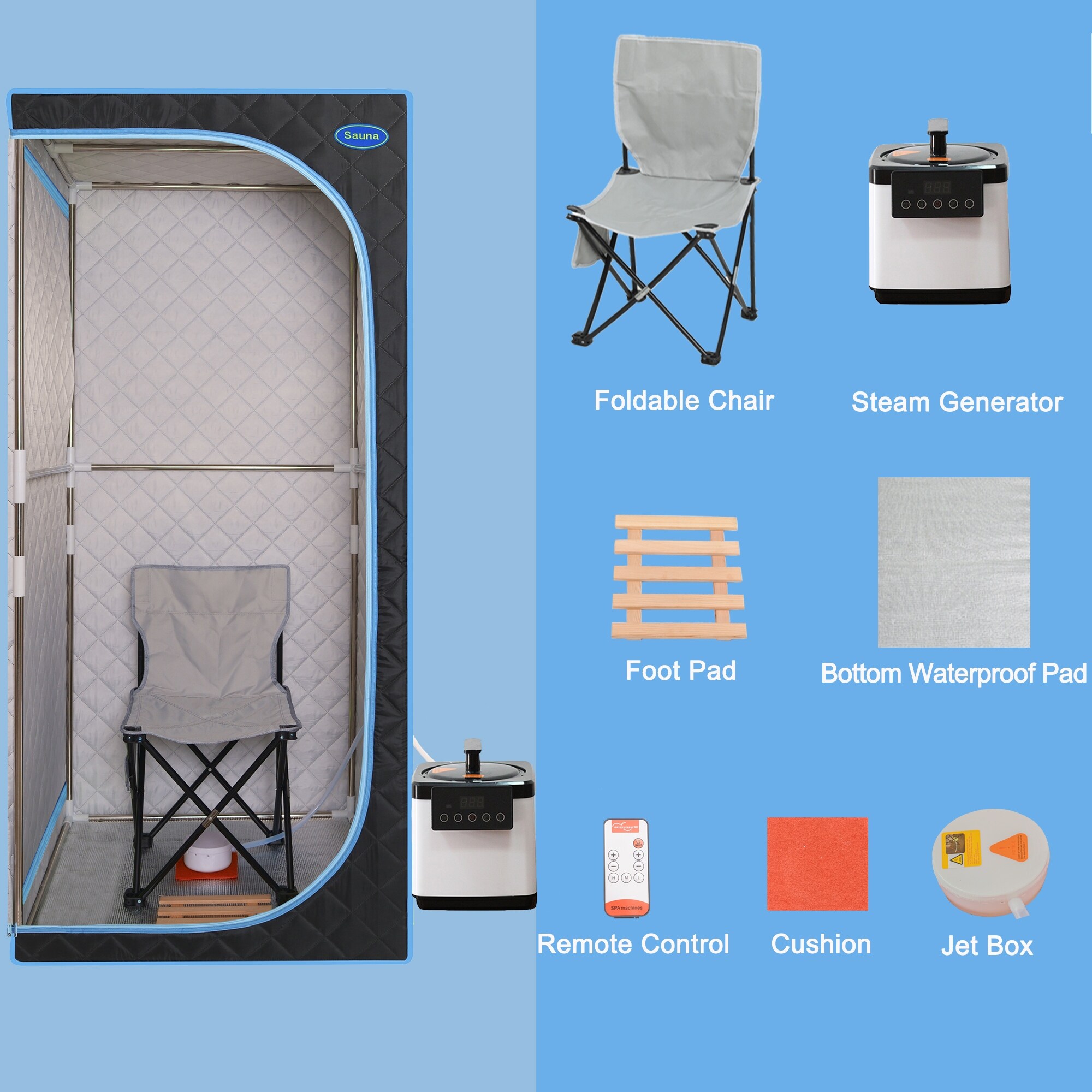 Portable Plus Size Steam Sauna Tent with Stainless Steel Frame