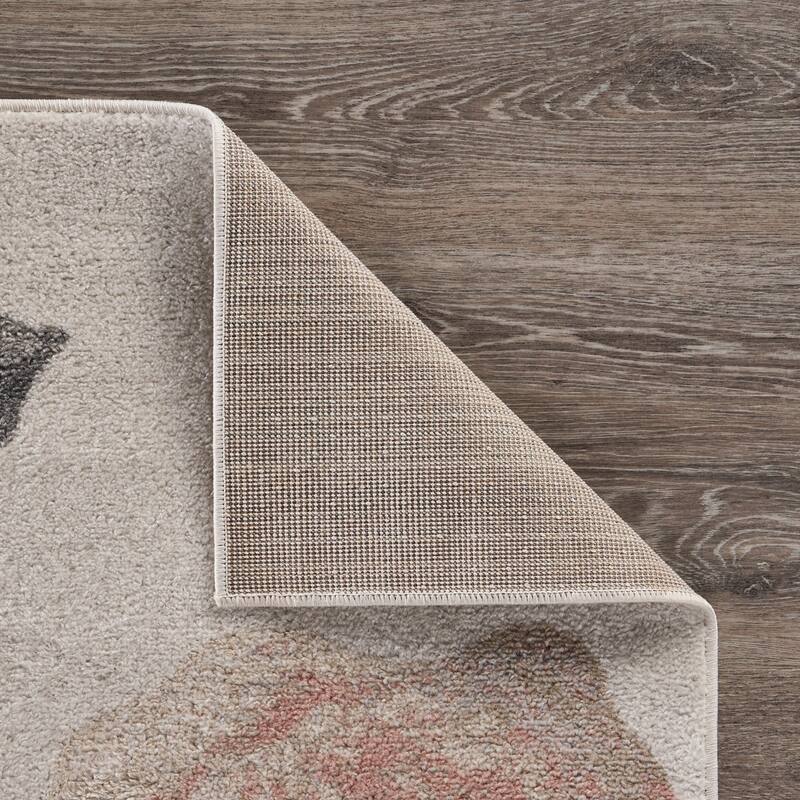 Sevita Multi/Gray/Pink Floral Botanical Area Rug