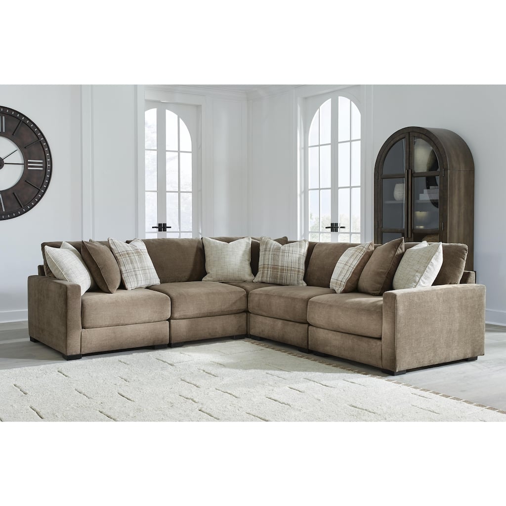 Signature Design by Ashley Camellia-Court Brown 5-Piece Sectional - 113" W x 113" D x 37" H