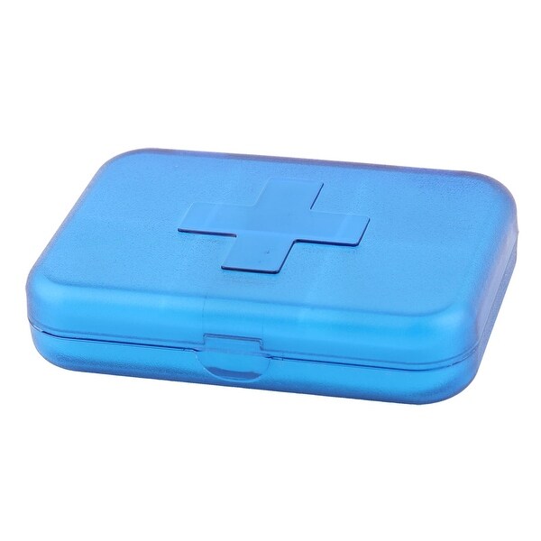 Plastic Rectangle 6 Slots Medicine Pill Capsule Storage Box Organizer Clear Blue