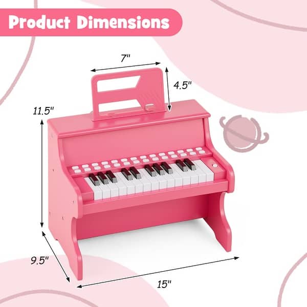dimension image slide 0 of 3, Gymax 25 Keys Digital Piano w/Music Stand Teaching Mode Lighted Keys 6
