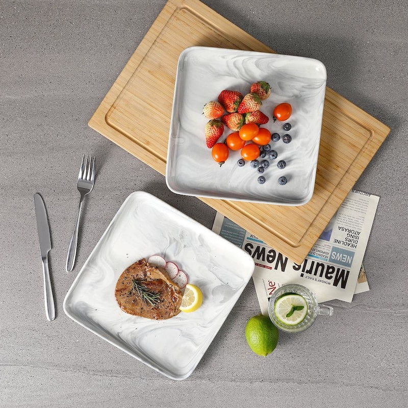 MALACASA Ivy Series Porcelain Square 4-Piece Plates