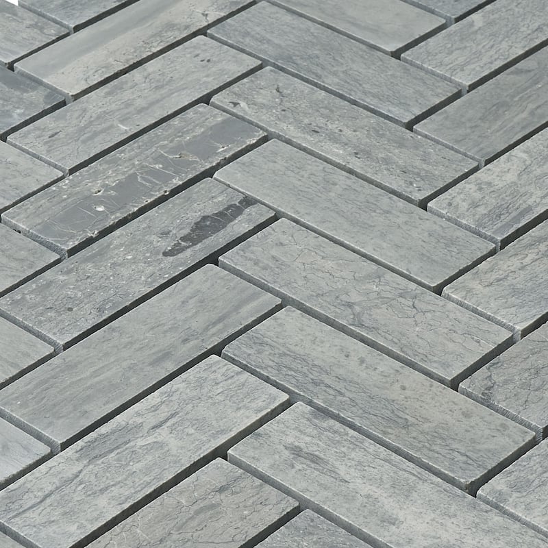 Marinewood Marble 1" x 3" Herringbone Honed Mosaic Tile