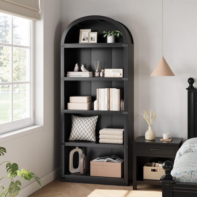 71.7" Tall Arched Bookshelf, 5-Tier Arched Display Cabinet with Storage Shelves