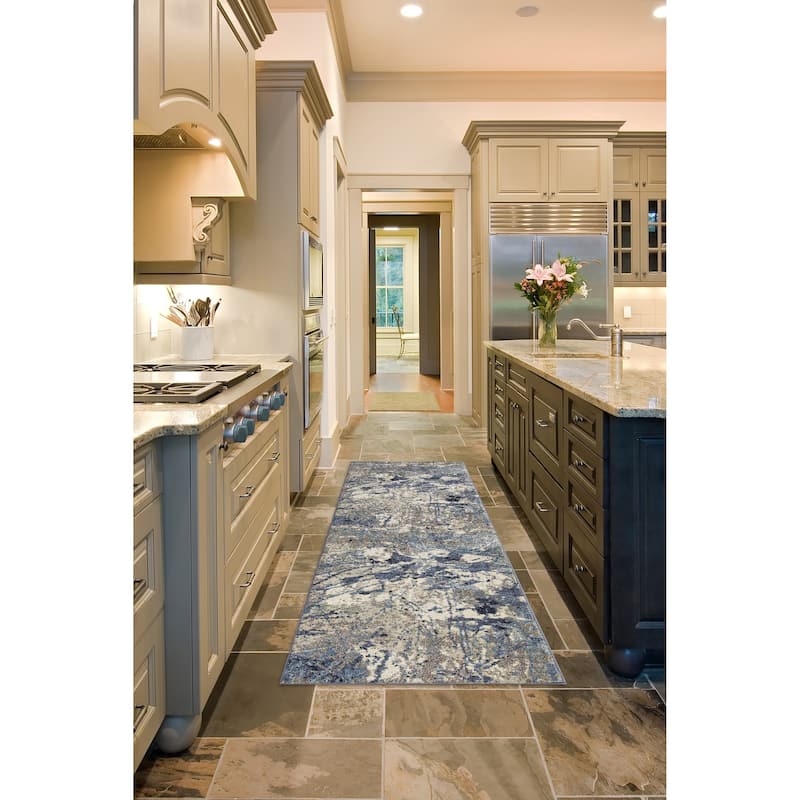 Olympia Collection Blue/Gray Abstract Transitional Design Area Rug