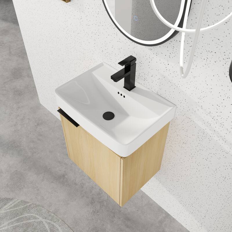 Beingnext 16''/20''/24"/30"/36" Bathroom Vanity with Sink, Floating Bathroom Vanity with Soft Close Door