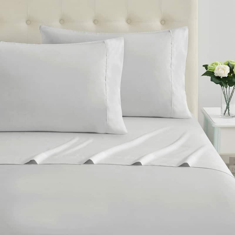 Sweet Home Collection Combed Cotton Percale Sheet Set Made in Egypt 400 TC. - Silver - King