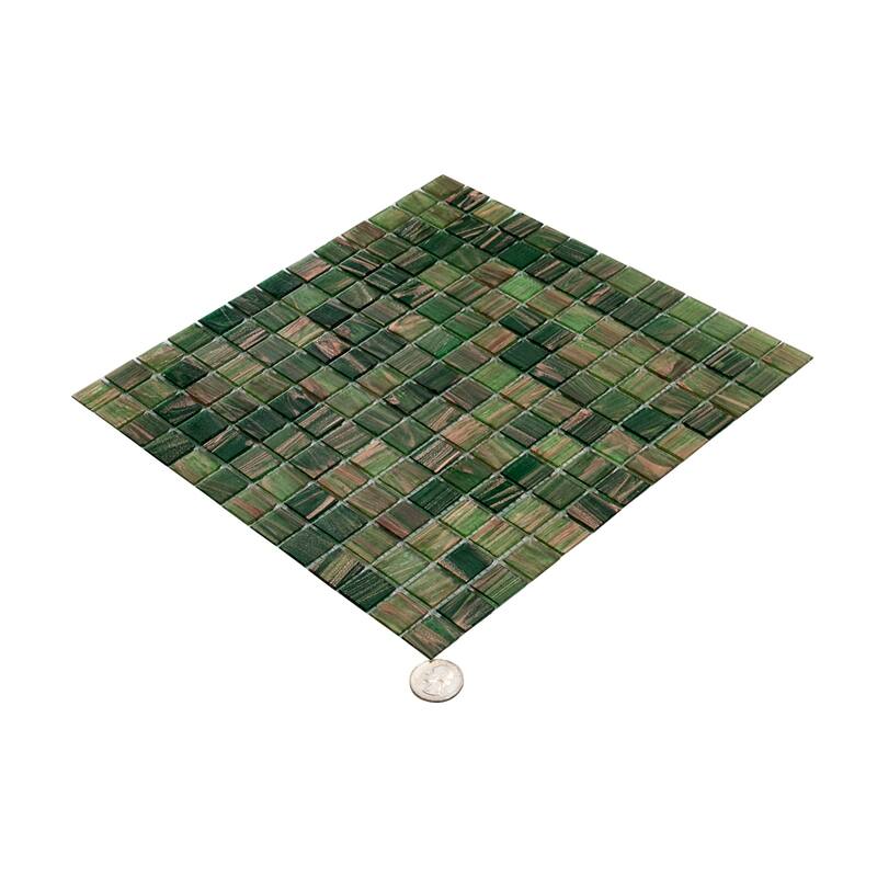 Apollo tile 12" x 12" Mingles Glossy Moss Green Glass Tile (20 sq ft/case) - 20 Pack