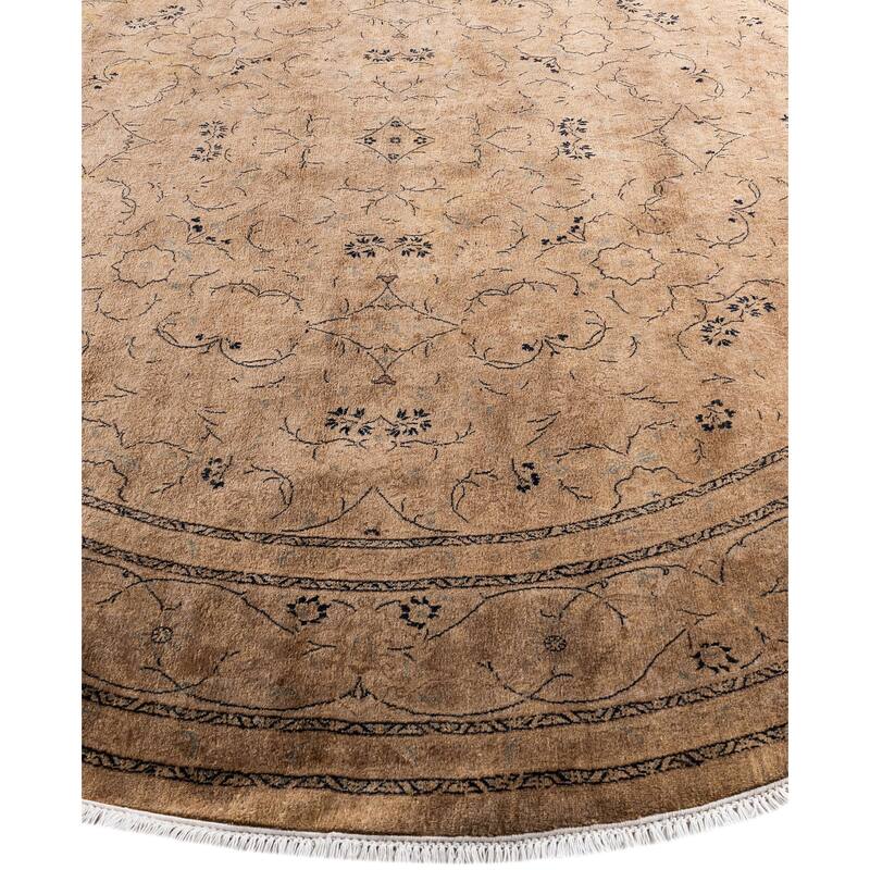 Overdyed One-of-a-Kind Hand-Knotted Round Area Rug - Beige - 8' 1" x 8' 1"