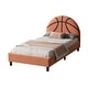preview thumbnail 6 of 8, Basketball Upholstered Twin Bed, Sport Style, Orange, No Box Spring