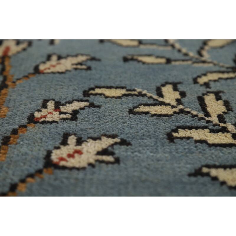 Hand Knotted Oriental 100% Wool Carpet Traditional All-Over Navy Blue & Blues Ziegler Area Rug - 13' 9'' X 9' 7''