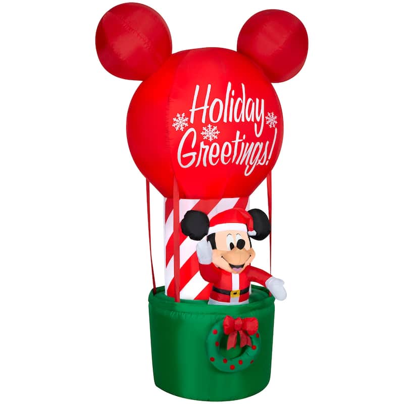 Gemmy Christmas Inflatable Mickey Mouse in Hot Air Balloon, 7 ft Tall