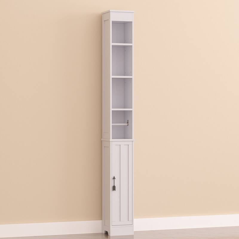 VECELO 70.86 inch Bathroom Floor Cabinet with 1 Door & 4 Shelves Floor Cabinet, Freestanding Bathroom Cabinet