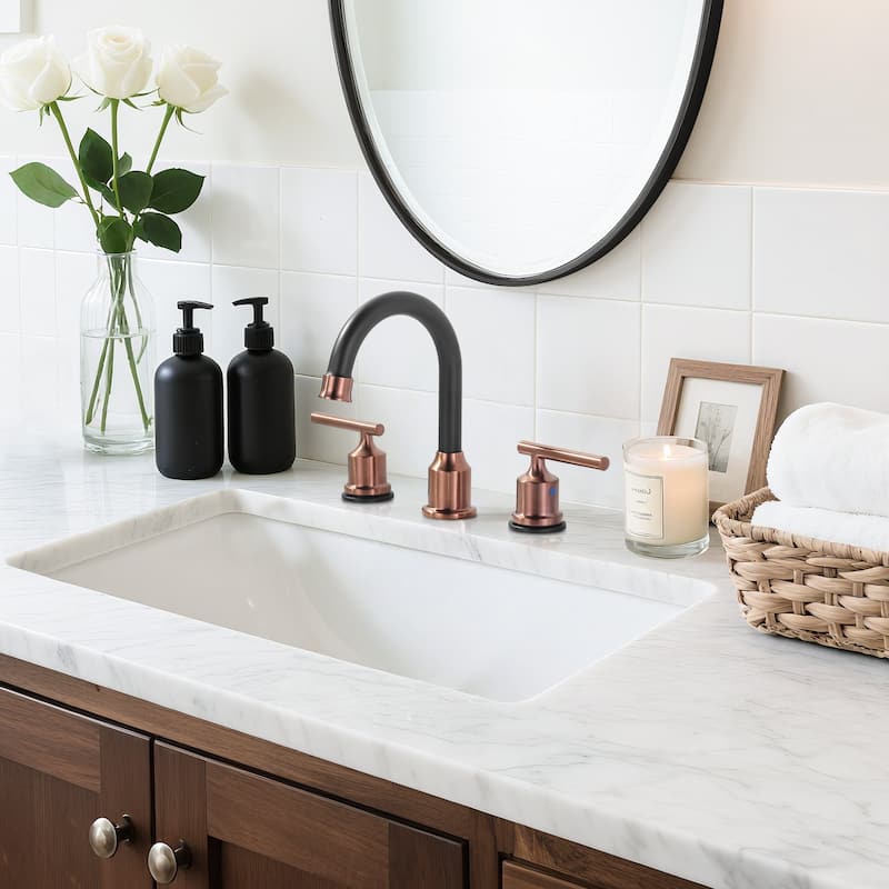 WOWOW 8 in. Widespread Double-Handle Bathroom Faucet with Drain Kit