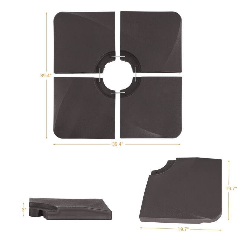 LIVOOSUN 200LBs Patio Umbrella Weight Base HDPE For Offset Umbrella