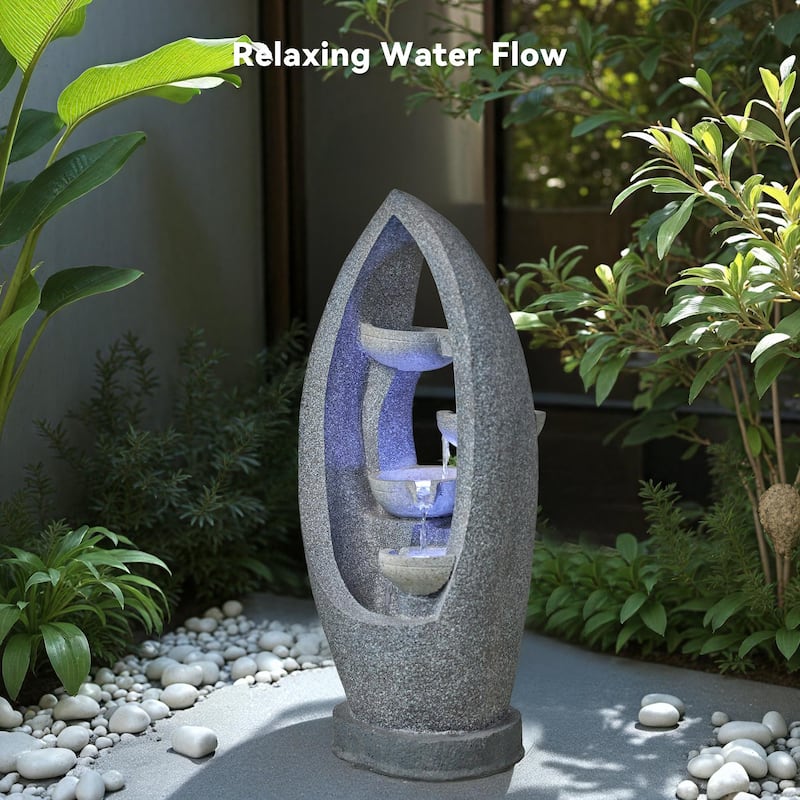 Outdoor Fountain 5-Tier Weather Resistant Outdoor Floor Waterfall Fountain