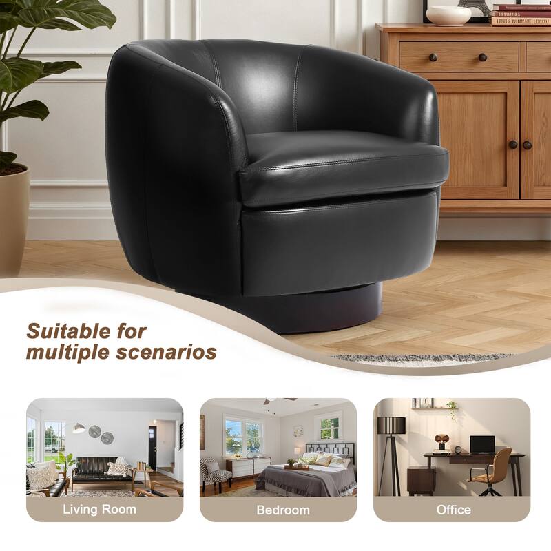 UIXE 2 Set Modern PU Leather Swivel Barrel Chairs Rounded Accent Chair