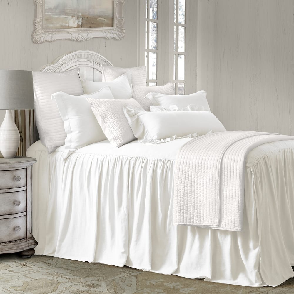 HiEnd Accents Luna Washed Linen Romantic Shabby Chic 3 Piece Bedspread Set