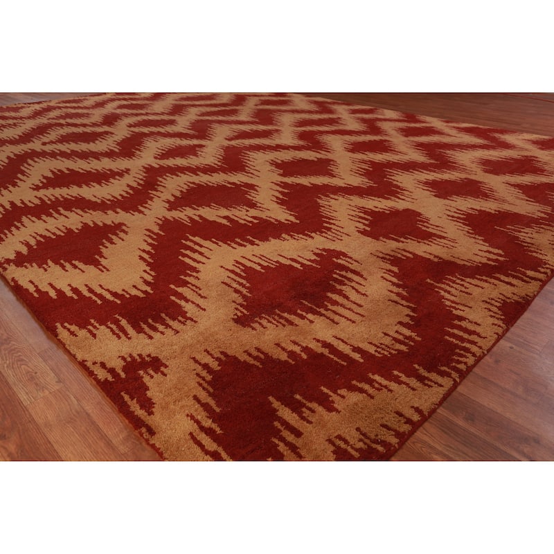 Hand Knotted Oriental 100% Wool Carpet Modern Geometric Oranges & Rust Moroccan Area Rug - 13' 4'' X 10' 0''