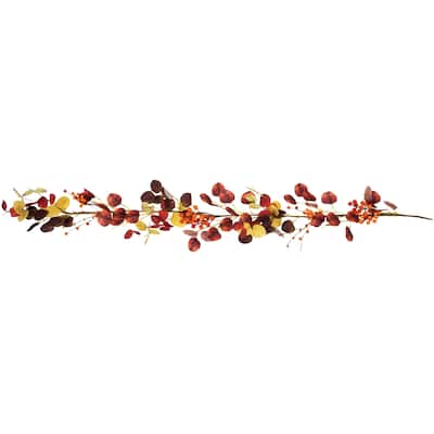 5' x 8" Berries Maple Leaves Artificial Fall Harvest Garl, Unlit