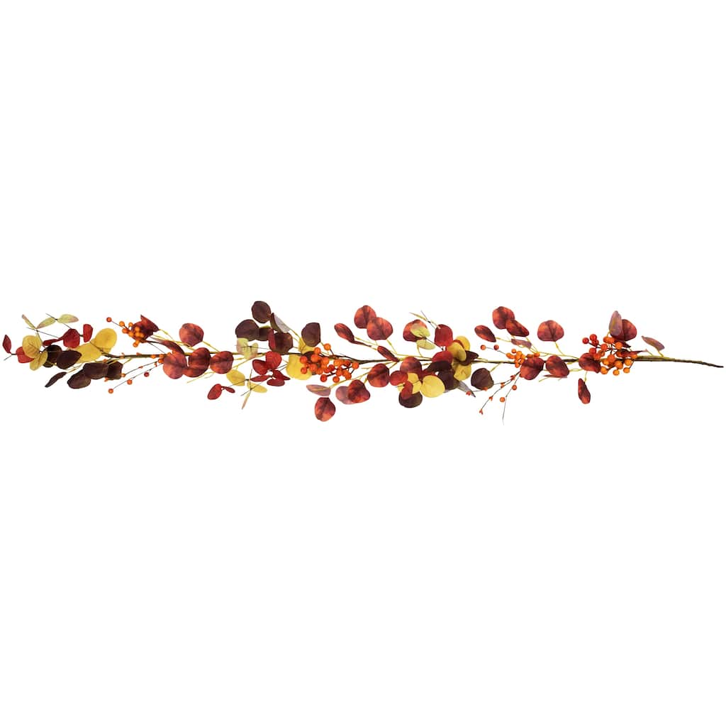 5' x 8" Berries Maple Leaves Artificial Fall Harvest Garl, Unlit