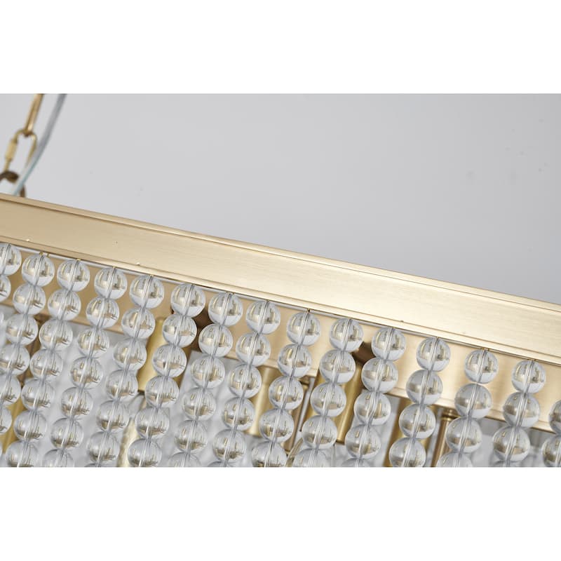 6-Light Gold Oval Chandelier With Clear Beaded hanging Crystals