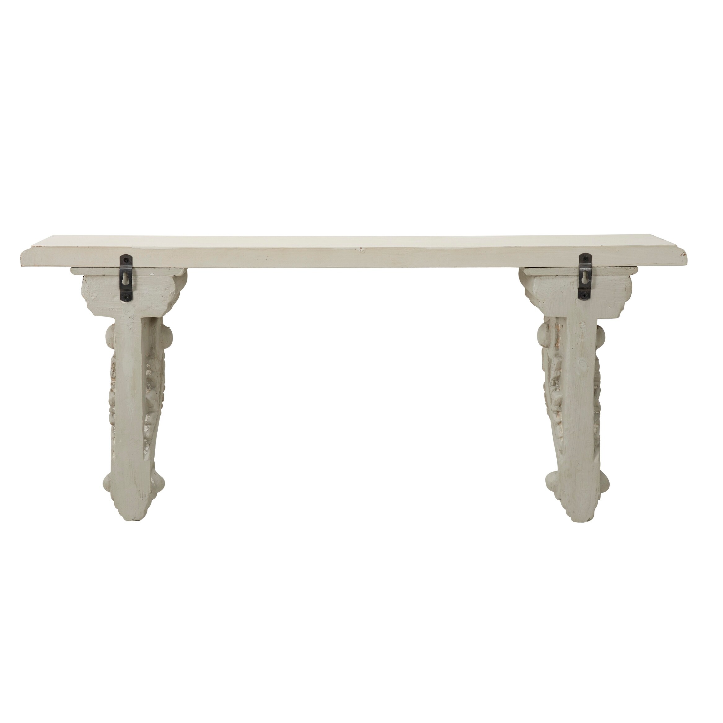Shop 31 5 X 13 5 Large Beige And White Floating Wall Shelf With Decorative Scrollwork 32 X 7 X 14 On Sale Overstock 32112535