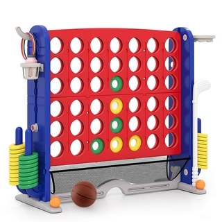 Costway Giant 4-in-a-Row Game Set with Ring-toss, Basketball Hoop, - See Details