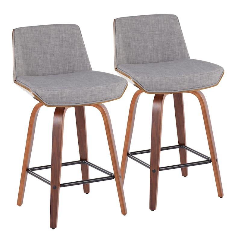 Carson Carrington Clemens 26" Fixed-Height Counter Stool with Bent Wood Legs & Square Footrest (Set of 2)