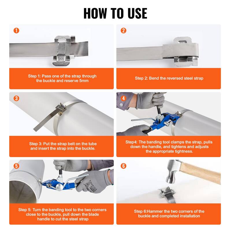 Banding Strapping Kit with Strapping Tensioner Tool, 100 ft Length 304 Stainless Steel - 100 ft