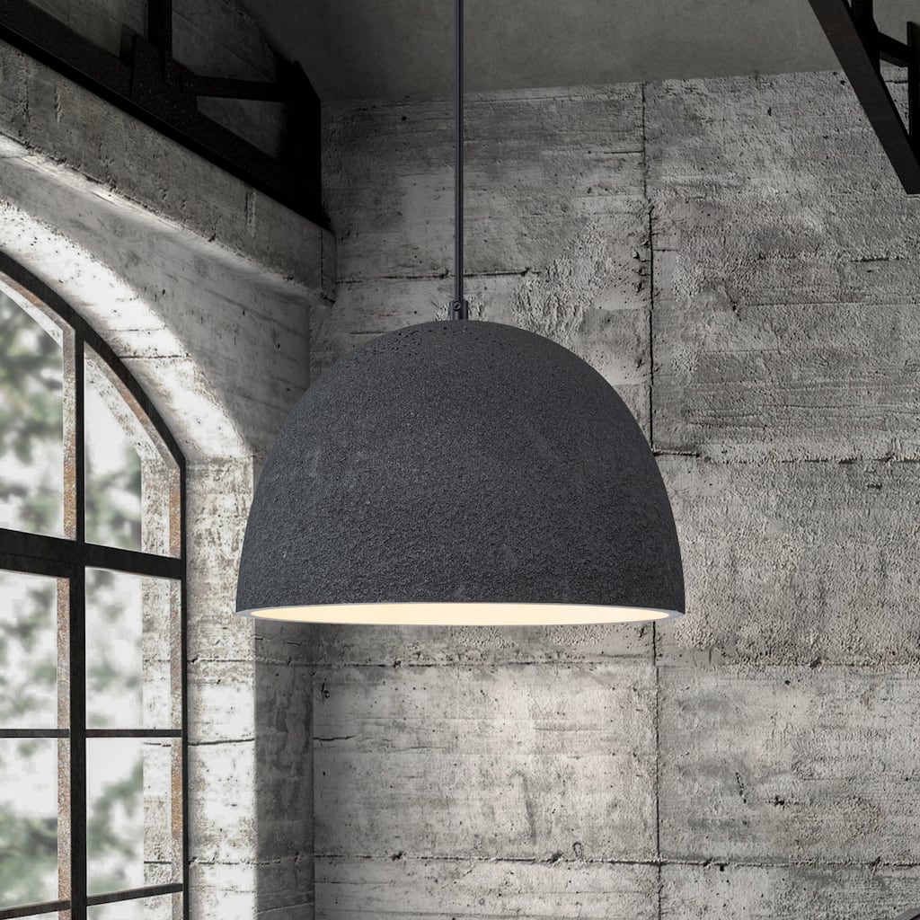 1-Light Industrial Farmhouse Ceramic Dome Pendant Light for Dining Room, Hallway - 12.2 in.