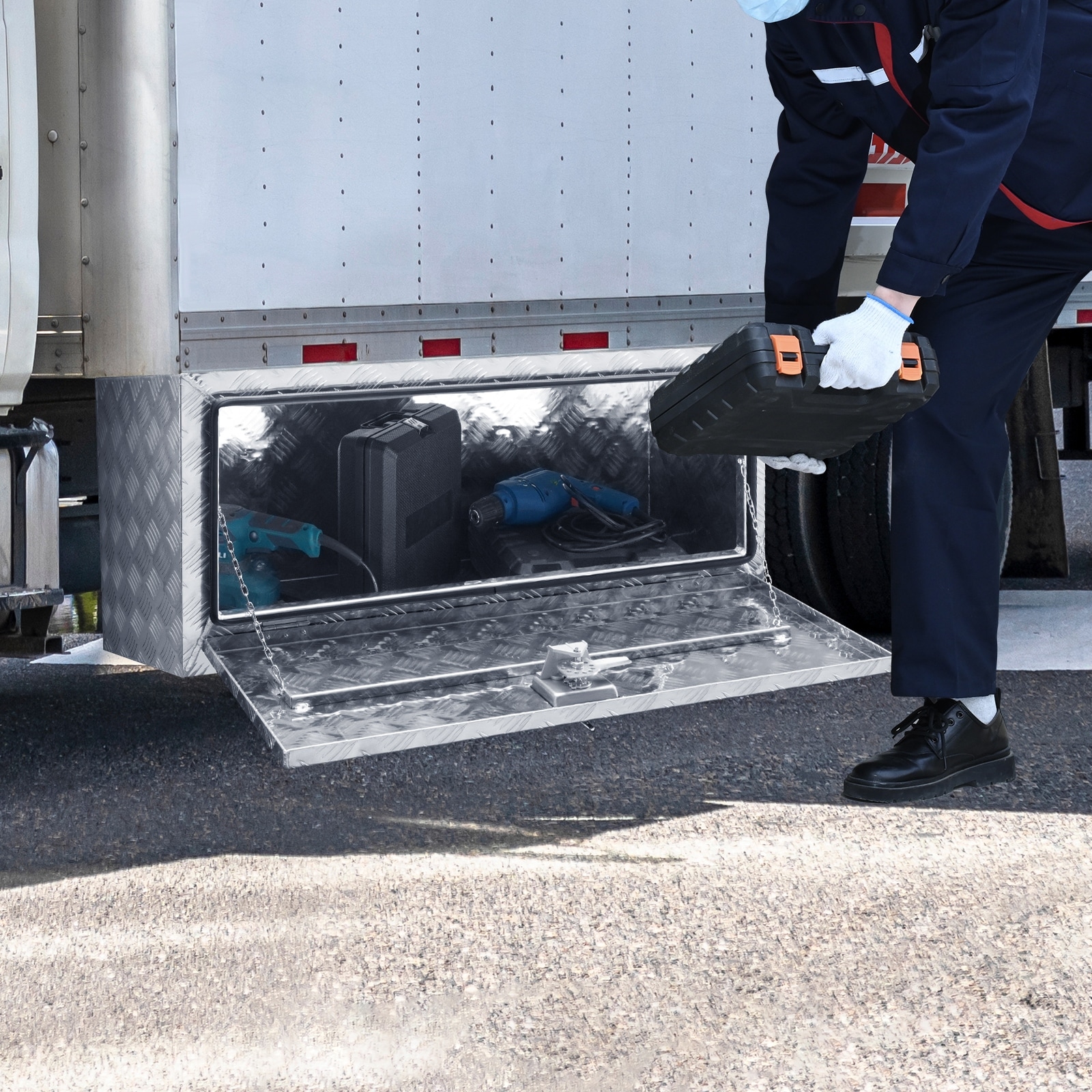 VEVOR Underbody Aluminum Truck Tool Box for Trailer RV Tool Storage