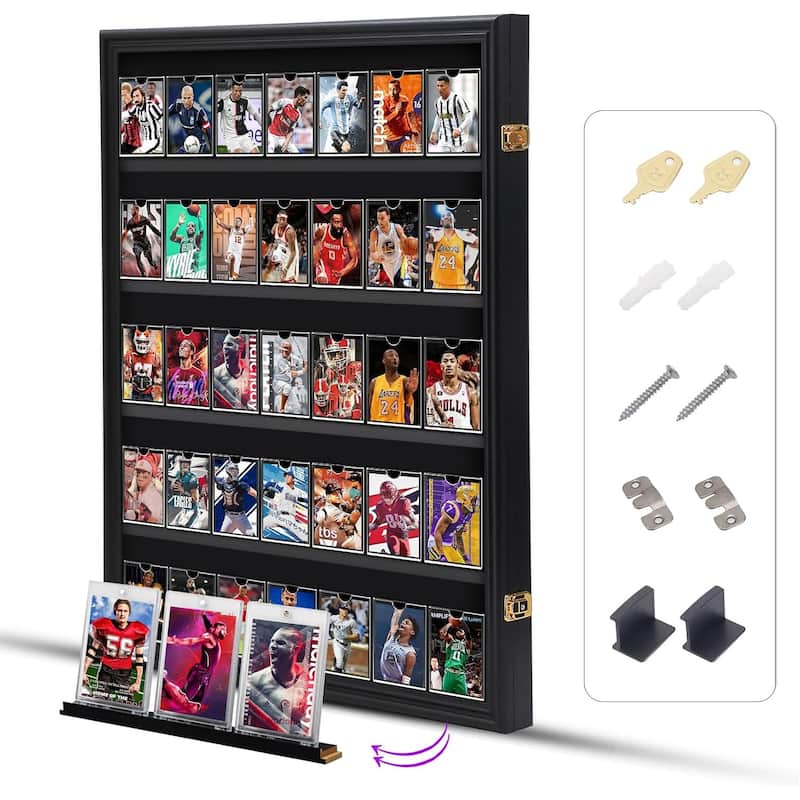 Card Display Case, Graded Sports Card Display for Basketball Football Hockey Trading Cards with UV Protection - Vertical Display Frame 1-Pack