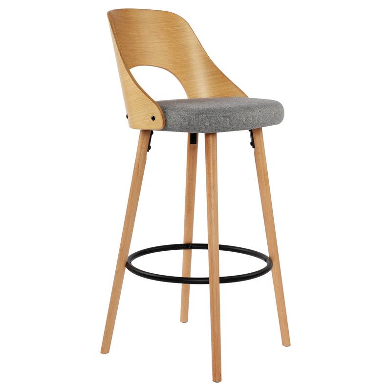 30-Inch Solid Wood Upholstered Bar Stools Set of 2 Bentwood Barstools with Back